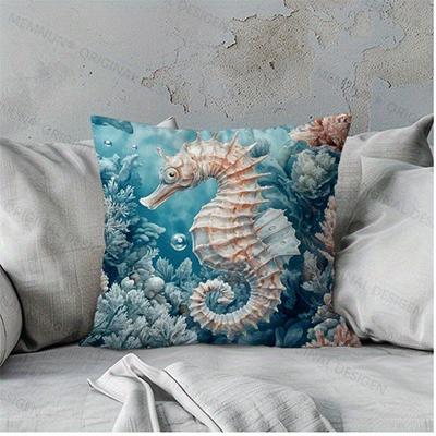 

Ocean themed illustration throw pillowcaseSuitable for sofa car bedroom decorative cushion cover pillow cover 45x45cm