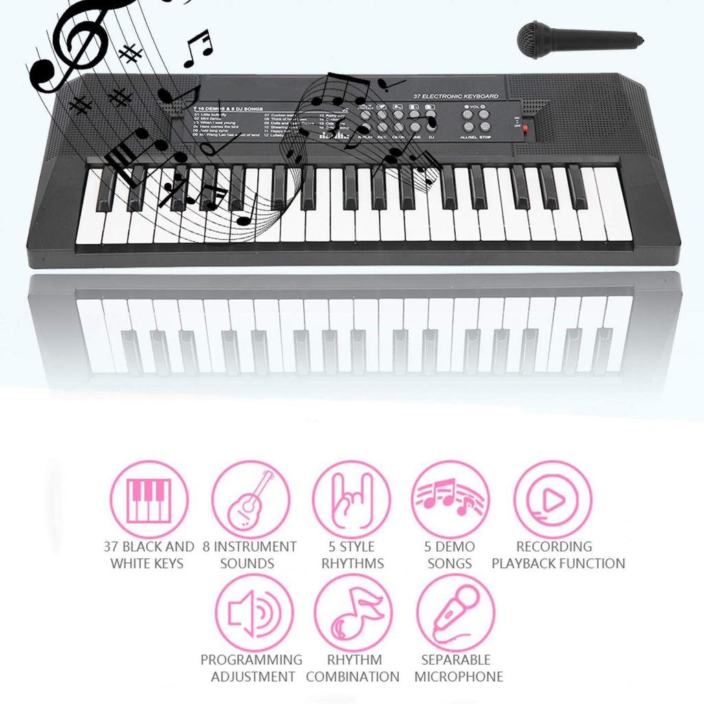 Piano Elétrico Vbestlife, Teclado de Piano Recarregável de 37 Teclas com Função de Gravação de Microfone, Brinquedo de Instrumento Musical Infantil