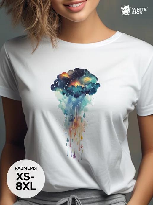 Magical Rain oversized autumn T-shirt with print 3XL