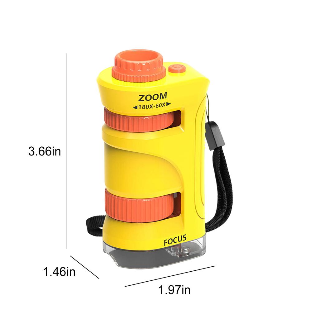 60X-180X LED Pocket Microscope Built-in LED Light with 60x-180x Magnification for Children Students Adults Laboratory School