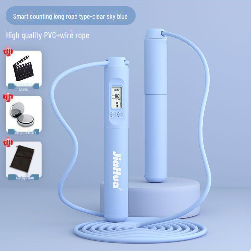 

«Регулируемая скакалка с весовой нагрузкой для подготовки к школьным экзаменам» 2.8m Selected Wire Rope небесно-голубой