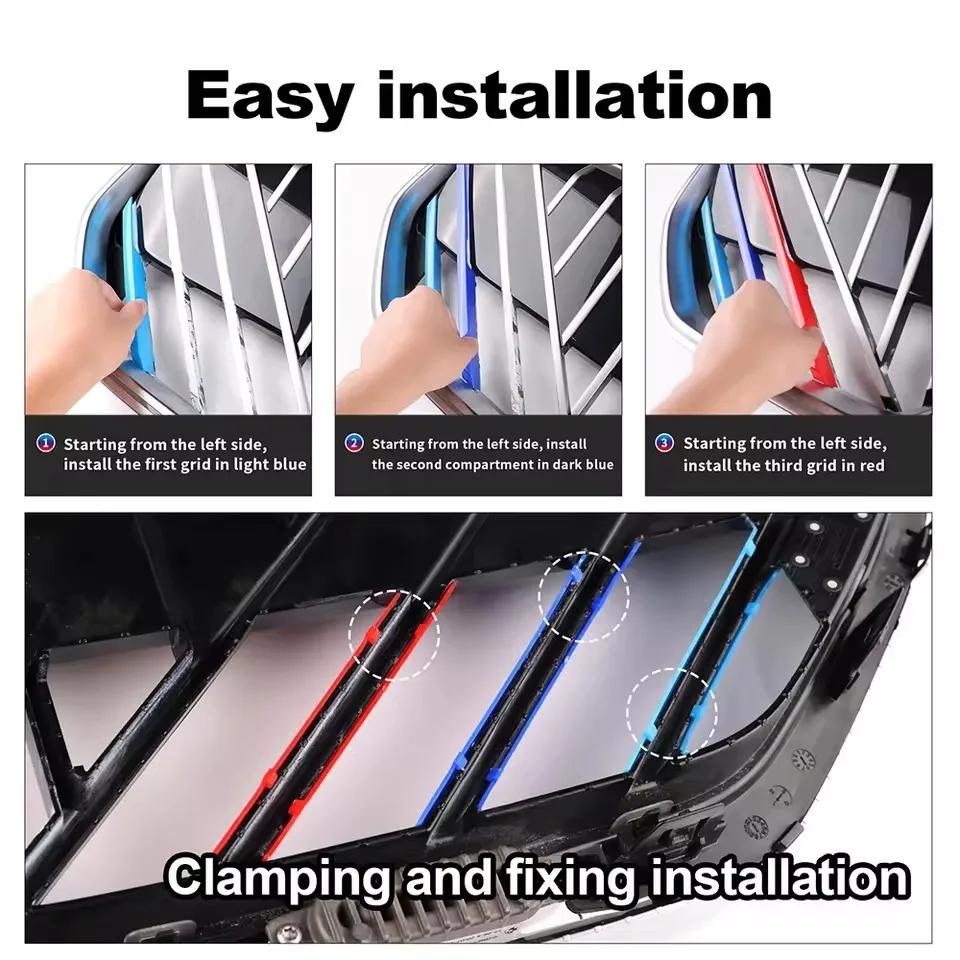 MLKQ6 3PCS Car Front Grille Trim Strips For BMW X3 G45 G48 2025 2026 Three Color Grille Decoration Accessories Car Exterior Moulding