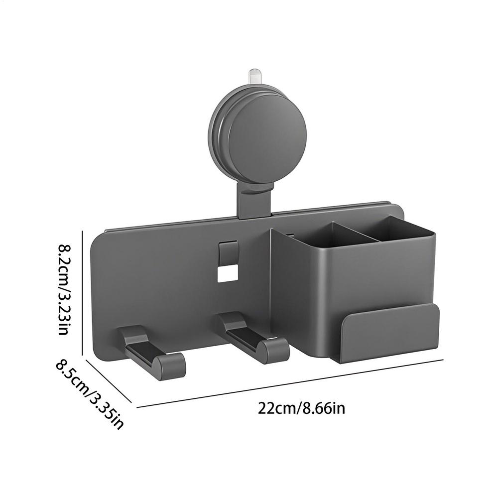 

Suction Wall Mount Blow Dryer Holder No Drill Hairdryer Rack Bathroom Storage Organizer Multifunction Space-Saving storage Stand