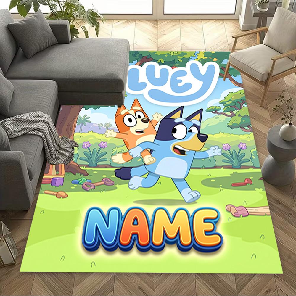 Bluey Cat Adventure Personalized Text Carpet Design for Dining Room Hallway Decorate room Balcony Anti-slip Rug Office home decor Gift for Festivals