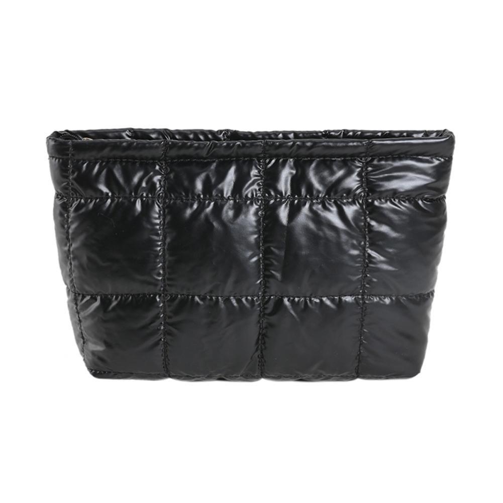 Women Cosmetic Pouch Padded Quilted Makeup Pouch Large Capacity Makeup Organizer Bag Solid Color Travel Cosmetic Bag