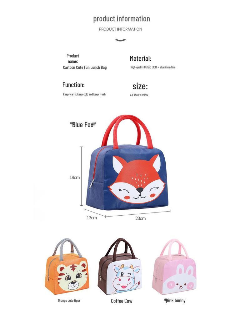 Insulated Cartoon Pet Lunch Bag for Kids – Cute Bento School Meal Tote with Thick Aluminum Foil