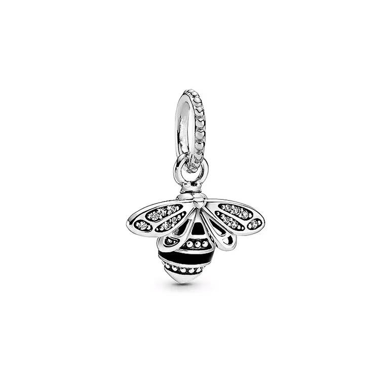 Hot Sale DIY Making Sparkling Bee & Glow Firefly Dangle Charm Bead Fit Original Europeans Copper 925 Bracelet Women Zircon Gift