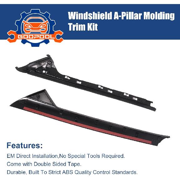 Windshield A-Pillar Molding Trim Kit Left Driver Side Compatible with 2011-2019 Ford Explorer Replaces: 926-450, BB5Z7803137AA, BB5Z7803145AA