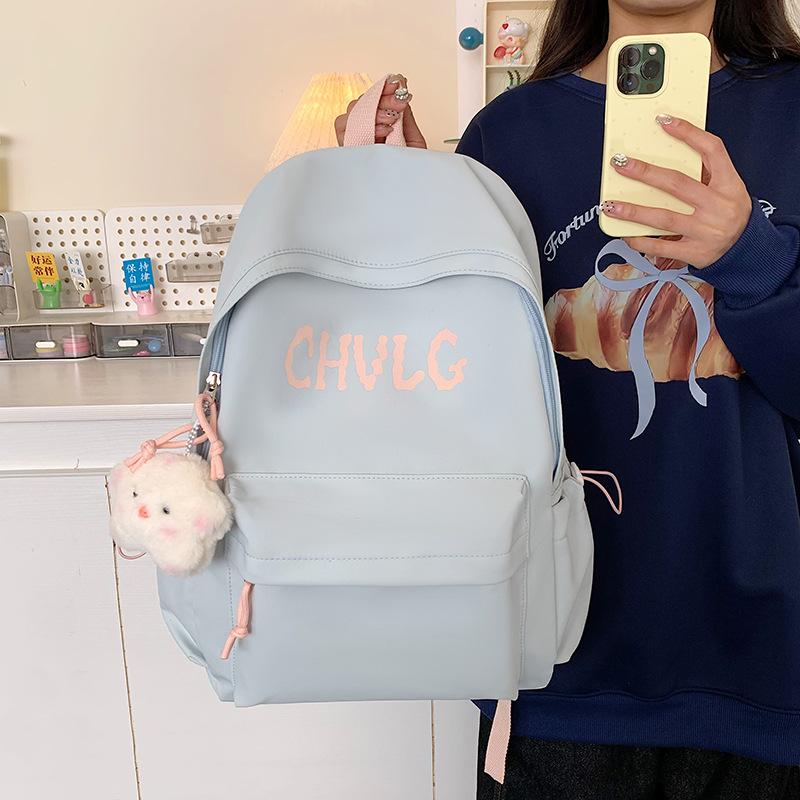 Schoolbag Schoolbag Junior High School Girls Ins Niche Letters Simple and Versatile Japanese Dopamine High School Students Large Capacity Backpack