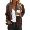 Damen Herbst Winter O-Ausschnitt Langarm Reißverschlussmantel Große Tasche Warmer Parka Schicke Einfarbige Jacke