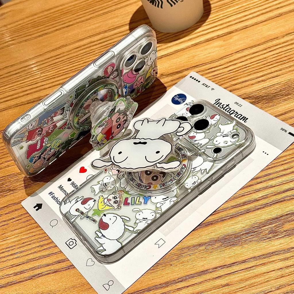 Shin-chan White Dog iPhone 17 Pro Case, Magnetic Stand, Protective Cover for Apple 16 Pro