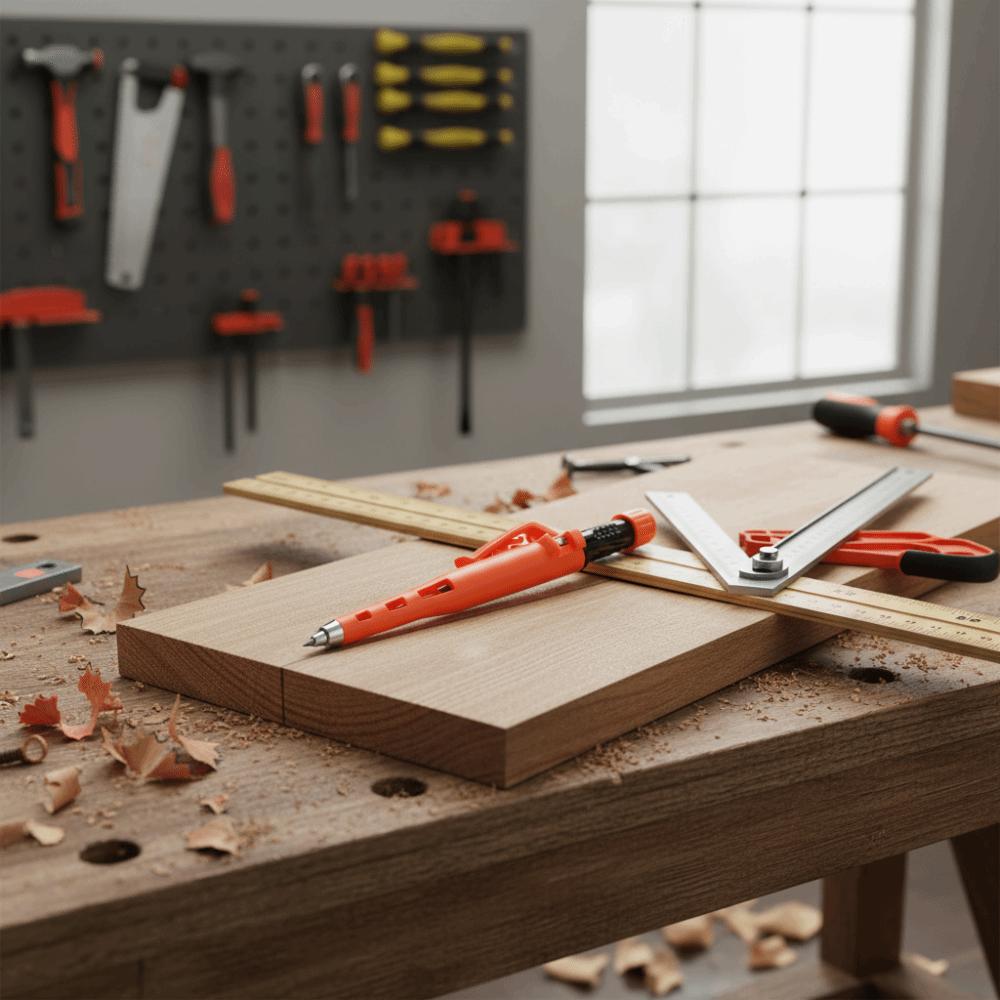 2,8mm Bleistift Holzbearbeitung Mechanischer Bleistift Integrierter Spitzer Schutzhülle Tiefloch-Markierstift Neues Spitzen-Design Stiftkappe