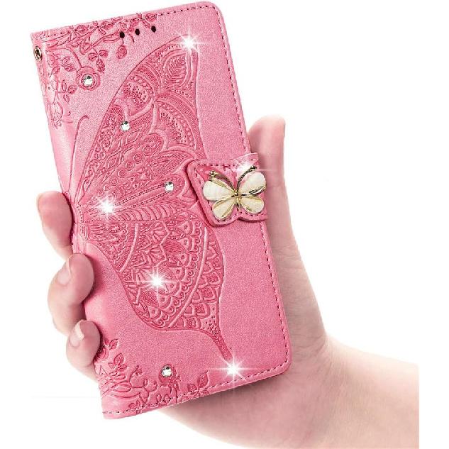 Case for iPhone 16, iPhone 16 Case Glitter with Card Slots Flip Wallet Case for Women Diamond Butterfly Shockproof Protective Case for iPhone 16 6.1
