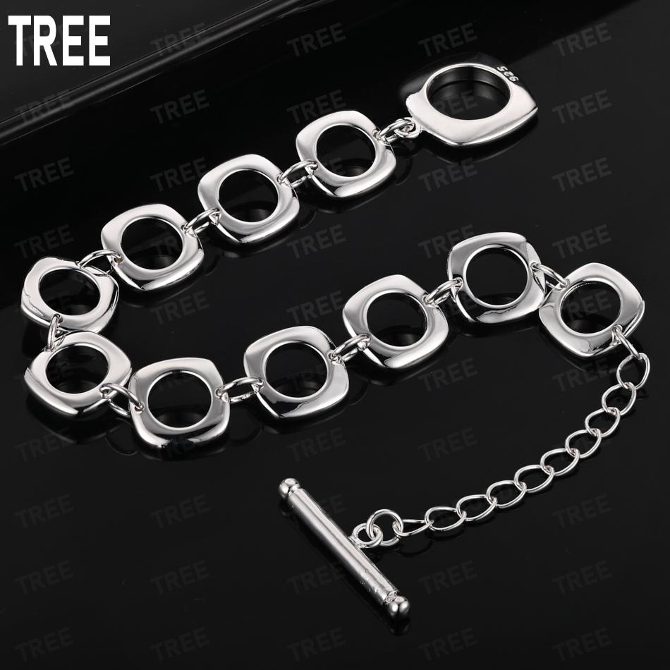 925 Sterling Silver Simple Square Clasp Bracelet - Exquisite Gift Jewelry