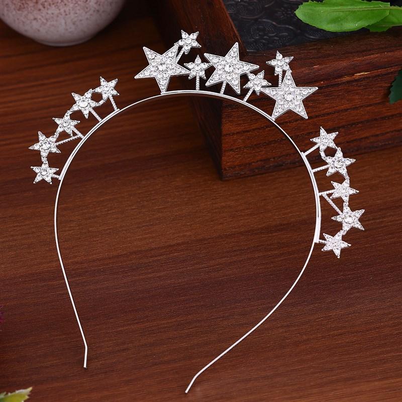 Европейский и американский стиль Вечеринка Стразы Жемчуг Пятиконечная Звезда Ободок Преувеличенный и Уникальный Праздничное Празднование A3