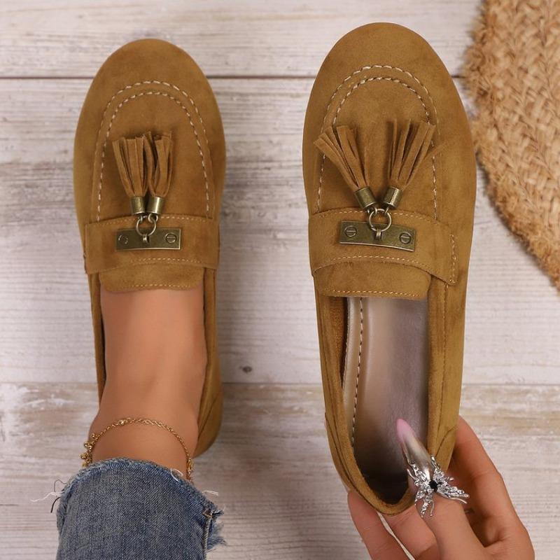 Damen Übergröße Quasten Einfarbig Flache Slipper Neue Herbst Leichte Bequeme Slip-On Schuhe