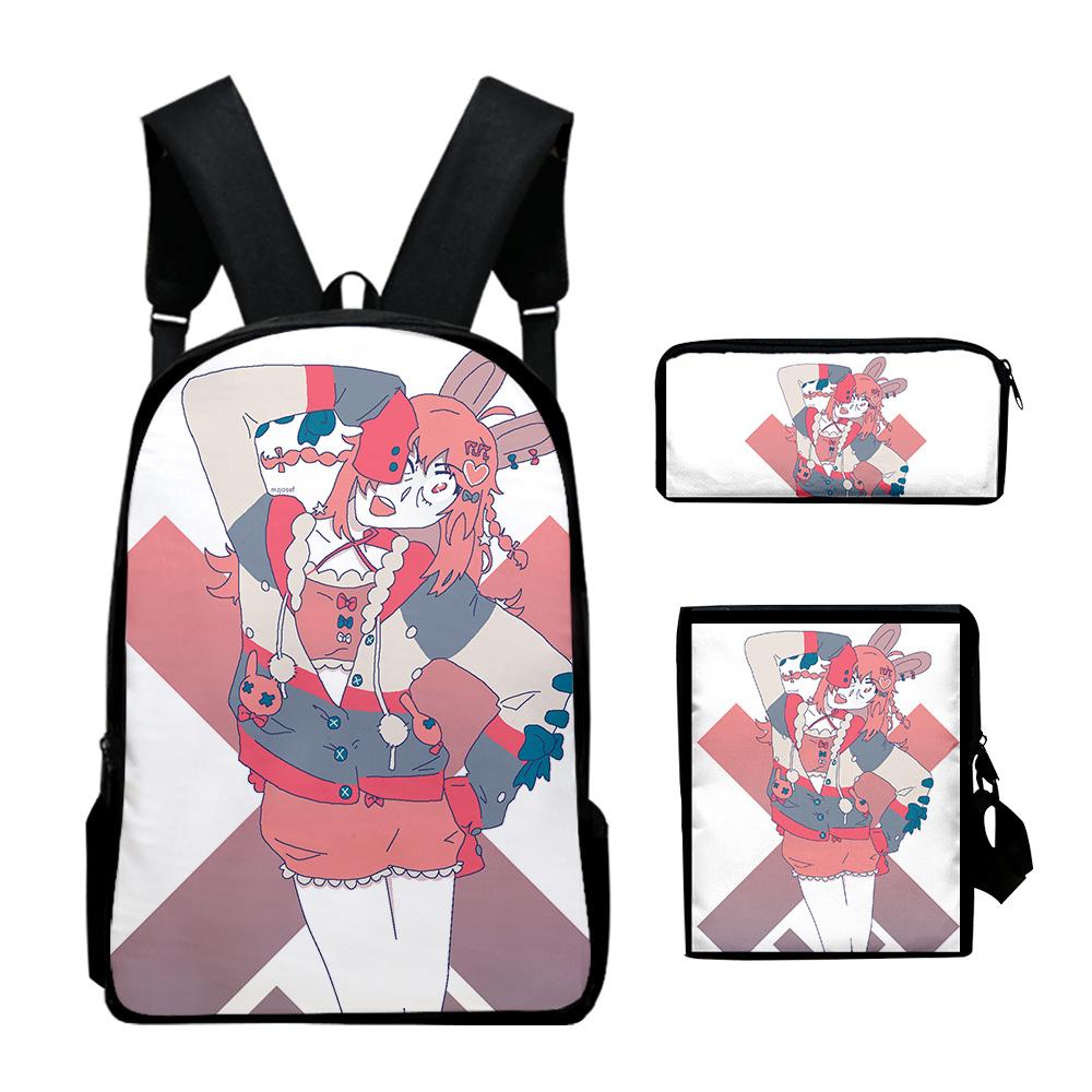 Classic VTuber Pipkin Pippa 3D Print 3pcs/Set pupil School Bags Laptop Daypack Backpack Inclined shoulder bag Pencil Case