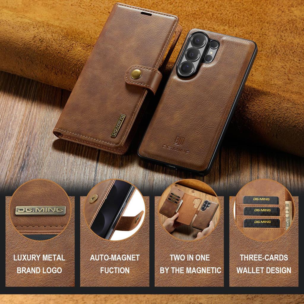 2-in-1 Removable Magnetic Flip PU Leather Case Card Wallet Holder Phone Back Cover For Samsung Galaxy S26 Ultra S25 S24 S23 S22 Plus Protector Skins