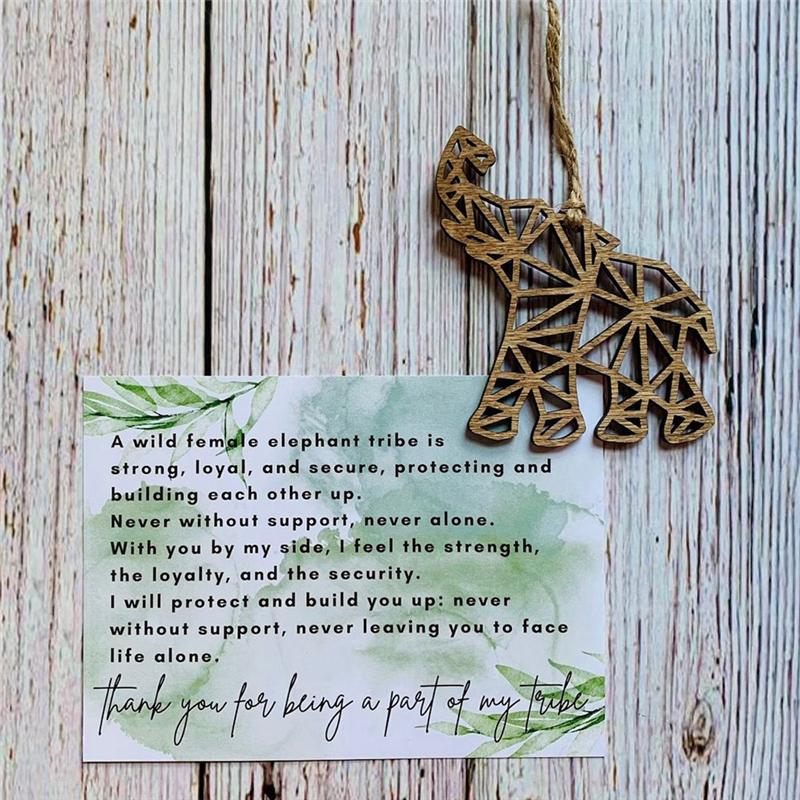 M-Modern-Elephant Postcard Pendant Home Decoration Wooden Pendant Elephant Friendship Pendant