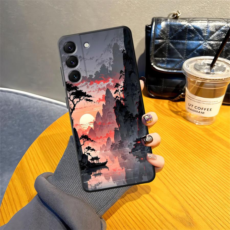 Case for Samsung Galaxy A15 A04 A05 A50 A16 A40 A70 A13 A20 A06 A17 A12 Funda Phone Cover Ink Art Print Japanese Landscape