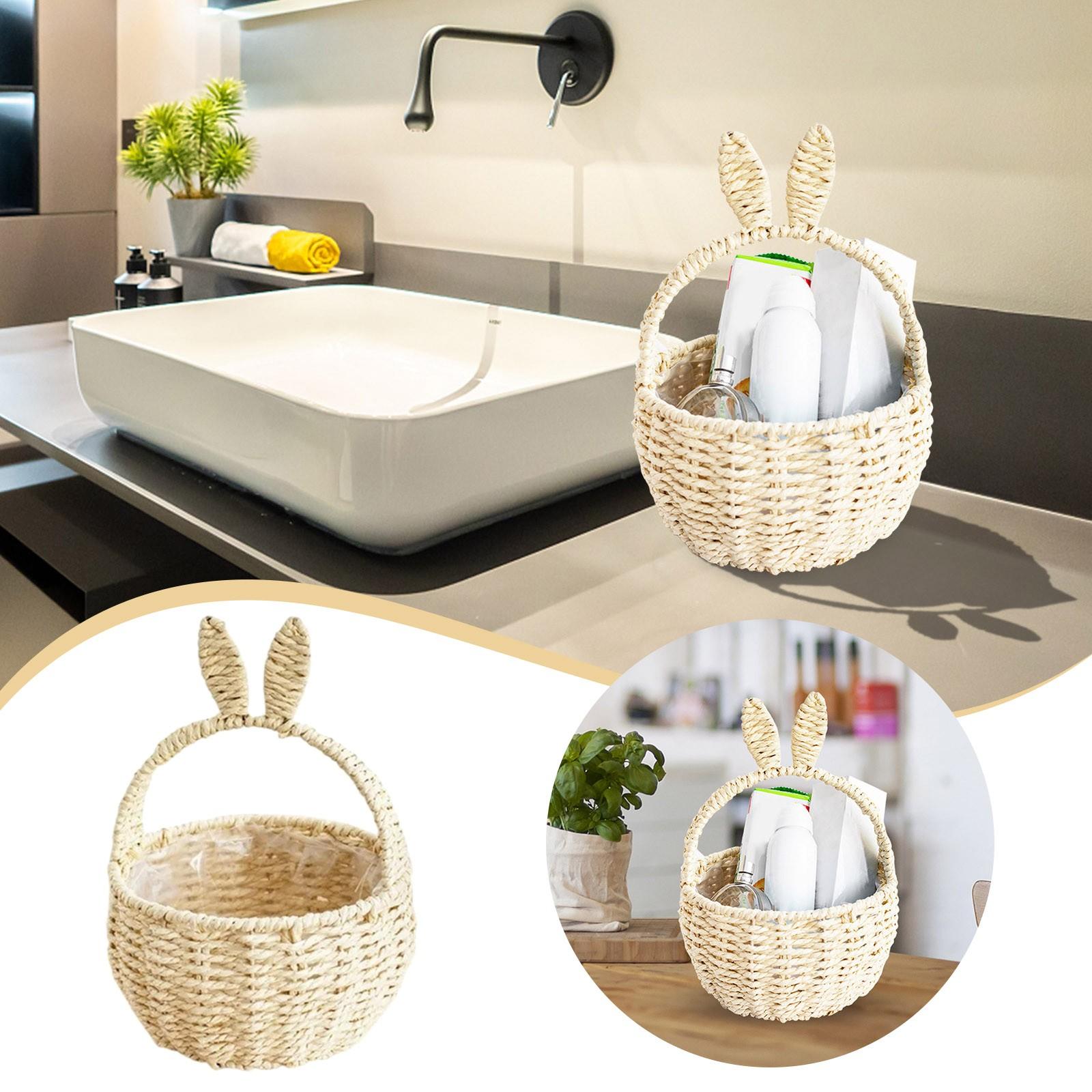 Rabbit Hand Held Flower Weaving Imitation Rattan Hand Garden Rattan Flower Flower Weaving Bag For Blanket Storage One Size белый