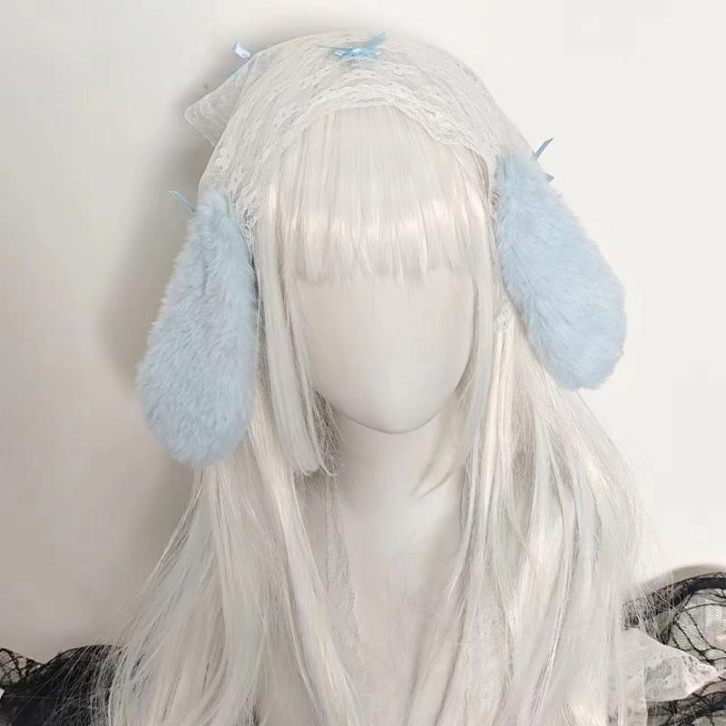 Maid Hair Band Lovely Ruffle Lace Rabbits Ear Headpiece Trendy Hair Accessories For Cosplay And Fashionable Outfits