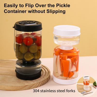Glass Pickle Jar with Strainer Airtight Hourglass Pickle Container for Gherkin Jalapeno Dry And Wet Separation BPA-Free Pickle Flip Jar Pickle