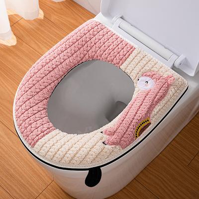 Household Zippered Toilet Seat Cushion  All Seasons Universal Plush Handle Toilet Lid Cover Bathroom Toilet Accessories