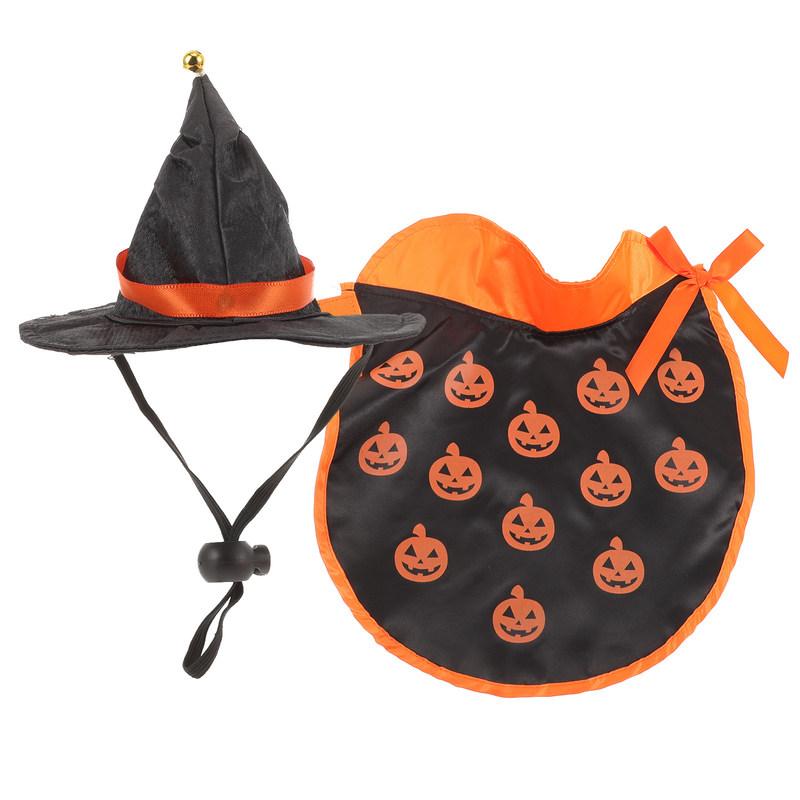 1Set Enchanting Pet Cloak Costume Set Halloween Magic Theme Fine Craftsmanship Long Serving Life Daily Use Party Photo Shoot