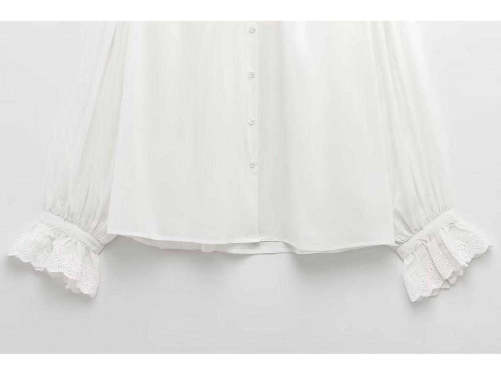 Women's 2025 Spring/Summer European & American Fashion Breathable Embroidered Single-Breasted Top Shirt