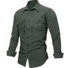 High Quality Cotton Shirt Men Outdoor Multi Pockets Long Sleeved Cargo Shirts Man Loose Shirts Male Solid Casual Blouse