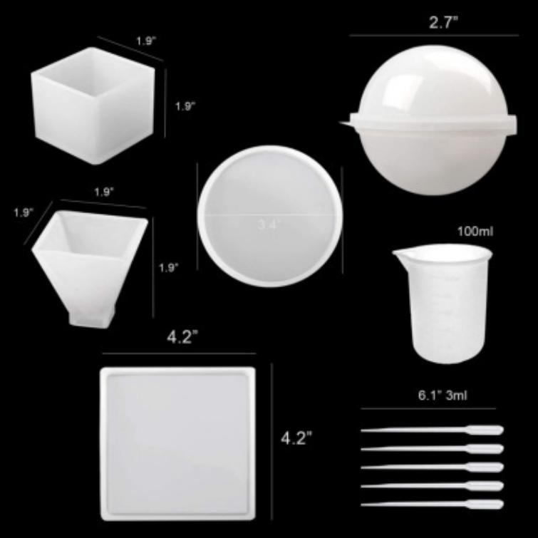10/18/28pcs Dripping Glue Resin Silicone Mold Pendant Cube Measuring Cup Mixing Wood Stick Measuring Cup Tool Set