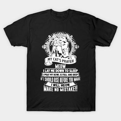 Men Black Print T-shirt Super Large TShirt Meow-i-lay-me-down-to-sleep-shirt No-Cut Transfer Paper Print Cotton Tshirt