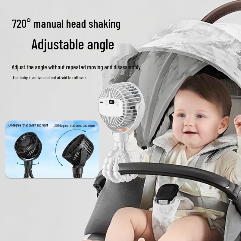 Multifunctional Octopus Stroller Fan: Silent, Timed, Detachable, Tripod, Portable Outdoor Fan