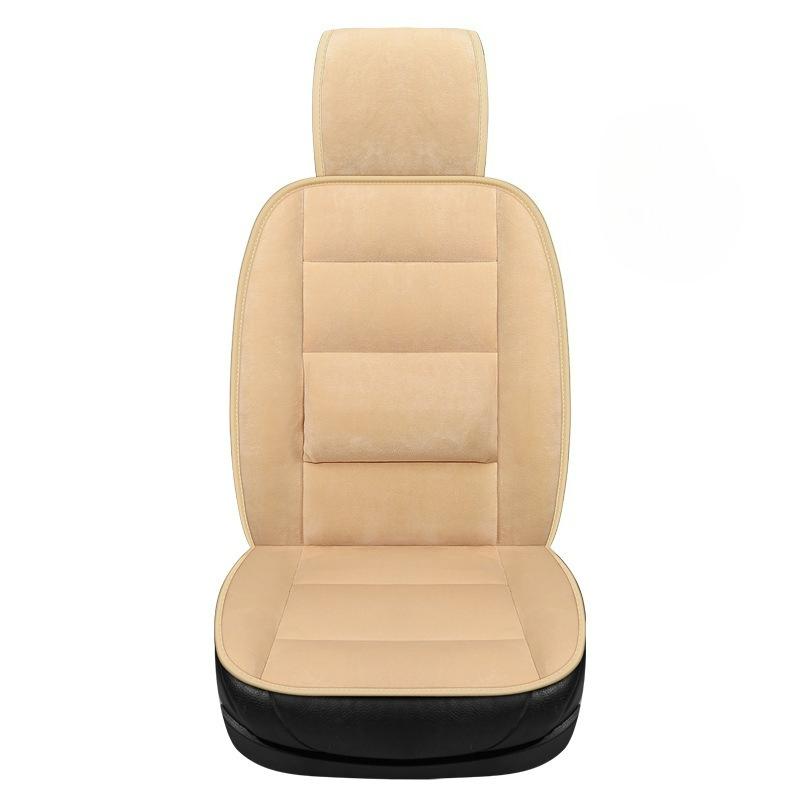 Coussin de Siège Auto d'Hiver Coton Duveteux Épaissi Peluche Courte Chaud Coussin de Siège Coussin de Canapé de Bureau Une Pièce avec Support Lombaire