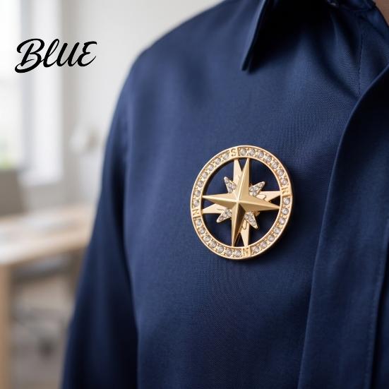 Daily Wear Accessories Vintage Rhinestone Star Compass Brooch, Men Women Alloy Brooch Lapel Pin, Badge Jewelry Accessory for Clothing Decor