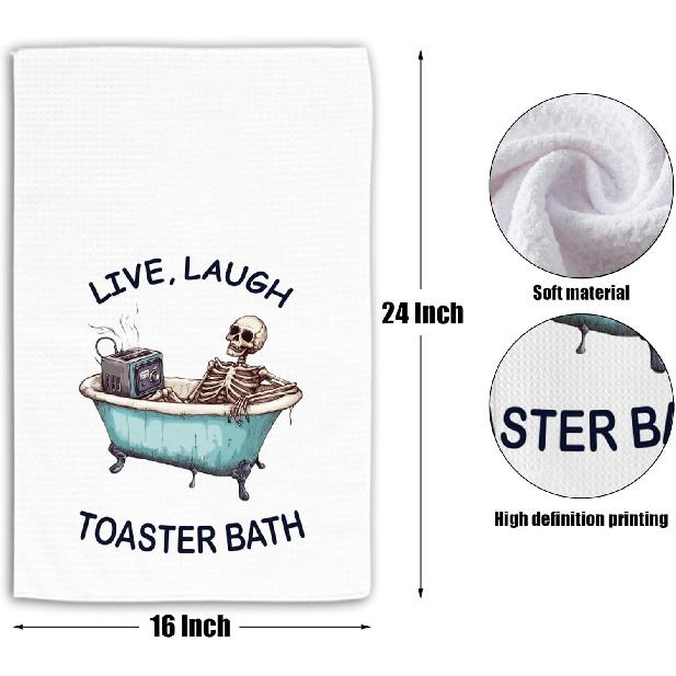 Halloween Gothic Skull Kitchen Towels Gothic Skull Decorative Waffle Weave Kitchen Towels, Hand Tea Towel for Kitchen Bathroom (16×24 Inches)