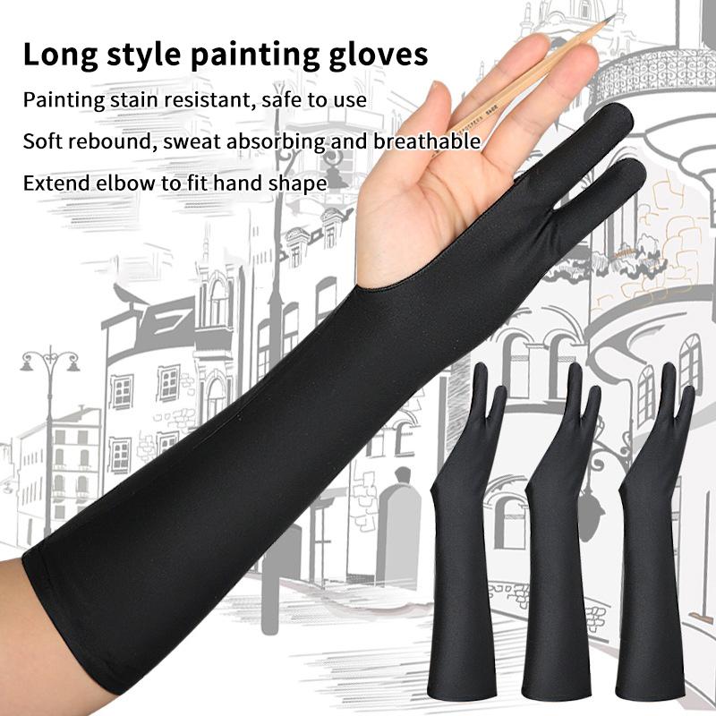 1/2 Stück Längere Anti-Touch Zwei-Finger Handmalhandschuhe Für IPad Tablet Bildschirm Touch-Malhandschuhe Kunstbedarf Zeichenhandschuh