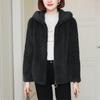 Women's Warm Zippered Hooded Sweater Solid Color Coral Velvet Loose Lamb Wool Jacket Double Sided