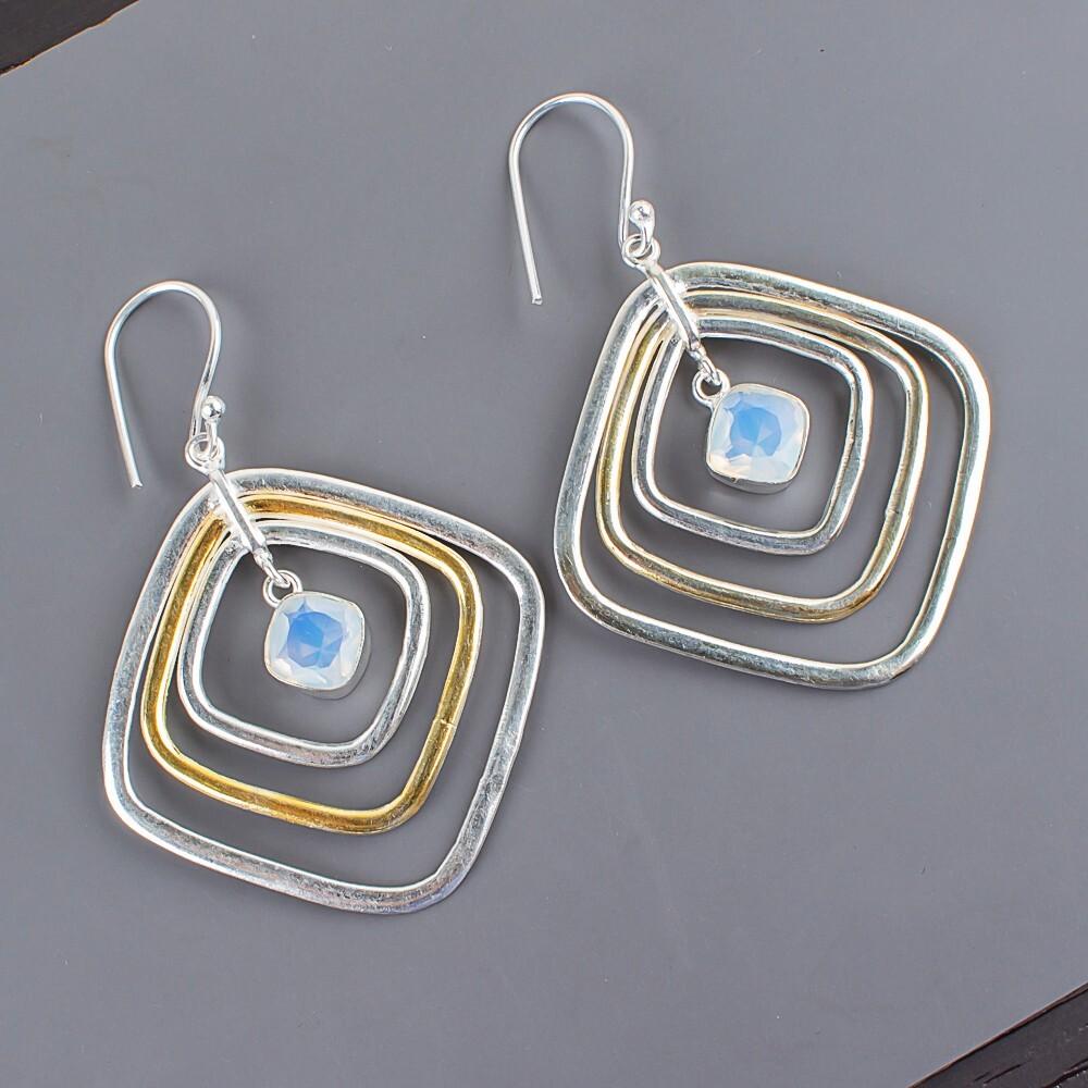 

Milky Opal Gemstone 925 Sterling Silver Handmade Jewelry Women Earrings 2.44 EE-70-17