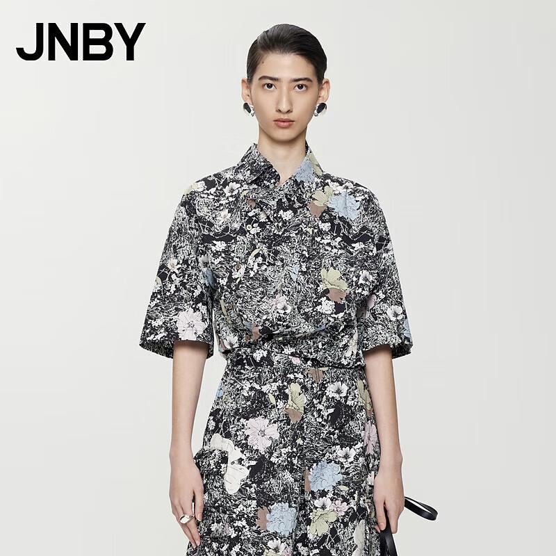 JNBY Women s Floral Print Loose Fit Short Sleeve Shirt M