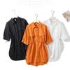 Summer Fashion Essential: Women's Mid-length Shirt Dress with Drawstring Waist and Flowy Hem, Casual and Chic
