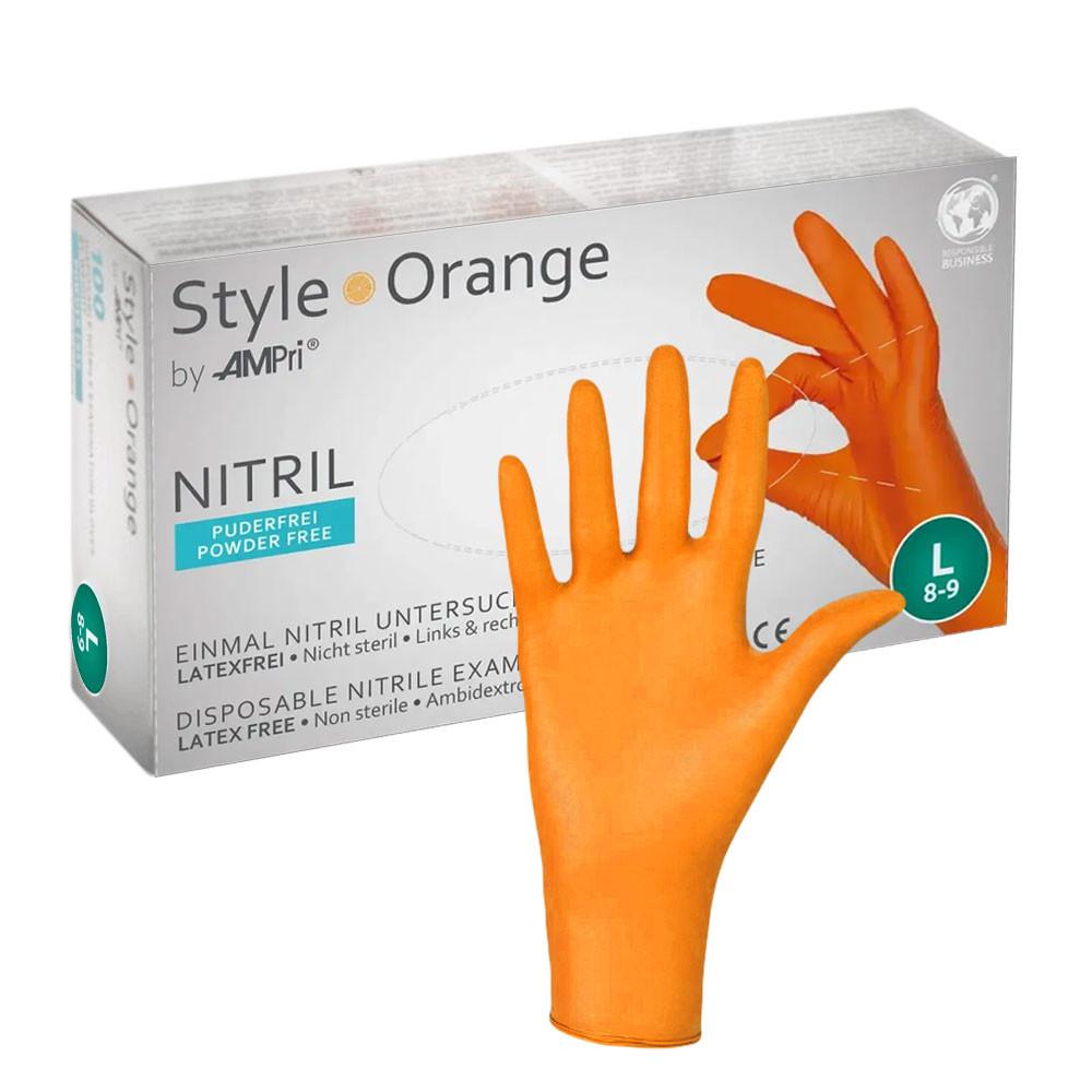 Ampri Style Orange Nitrile Gloves 100 Pieces