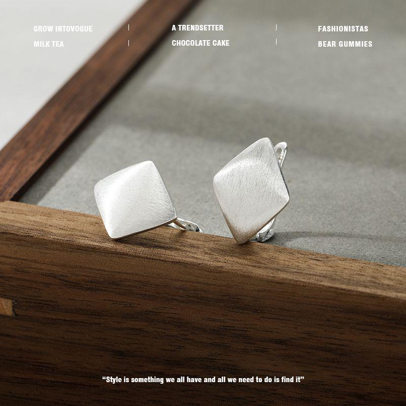 2024 Trendy Brushed Rhombus Ear Cuff Earrings - Simple, Cool Geometric Style for Women