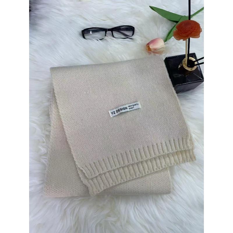 New Korean Style Soft and Skin Friendly Solid Color Versatile Knitted Scarf for Women Winter Warm and Comfortable Scarf Whitening Student Couple