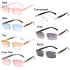 Men Women Eyewear UV400 Rimless Rectangle Sunglasses Fashion Shades Punk Sunglasses Driving Sun Glasses