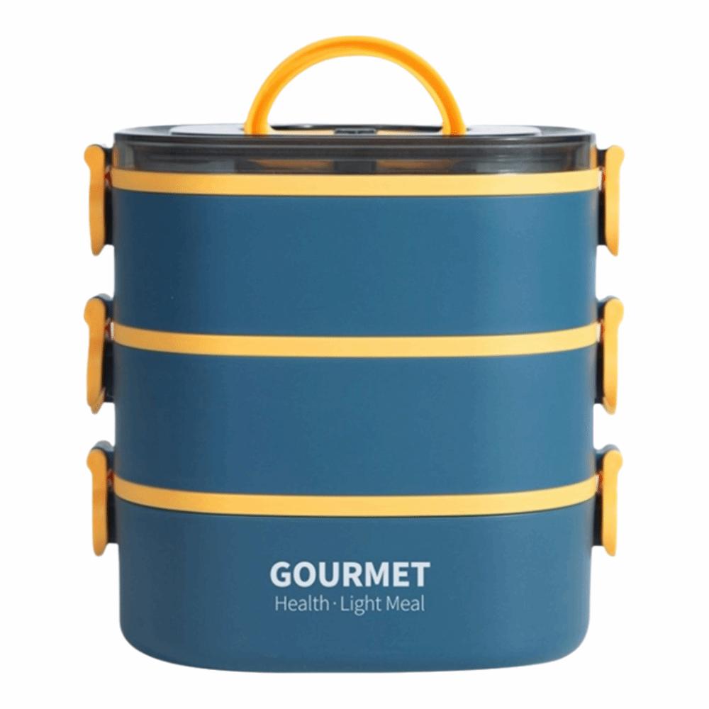 

Divided Lunch Box 3 Layer Food Container Portable Storage Box Office Picnic синій
