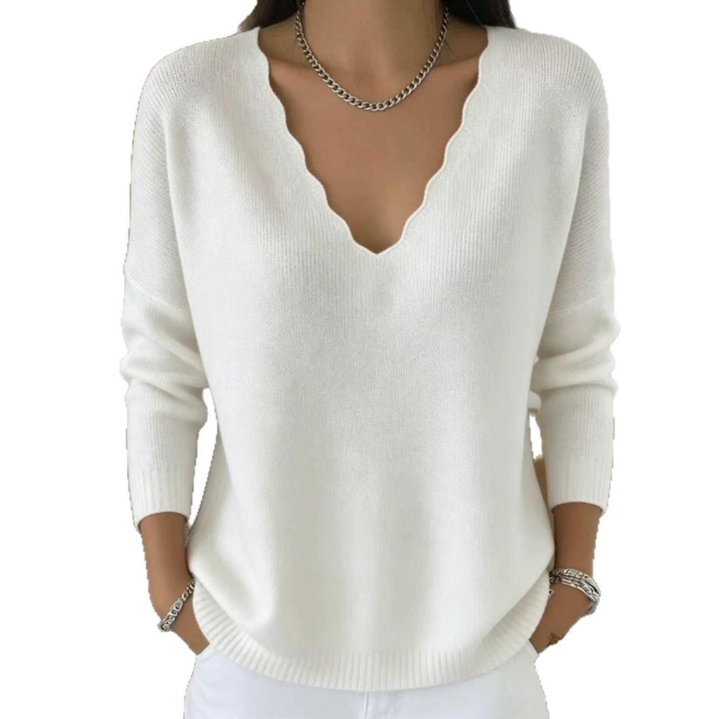 2026 V-Neck Loose Knit Sweater: European & American Style, Autumn/Winter, Solid Color, Casual Fashion Knitwear