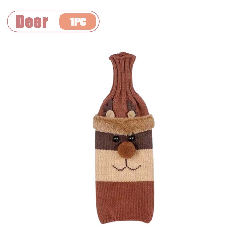 Knitted Christmas Wine Bottle Cover Santa Wine Sleeve Champagne Bottle Set Party Decoration for Restaurant Dining Table Setup