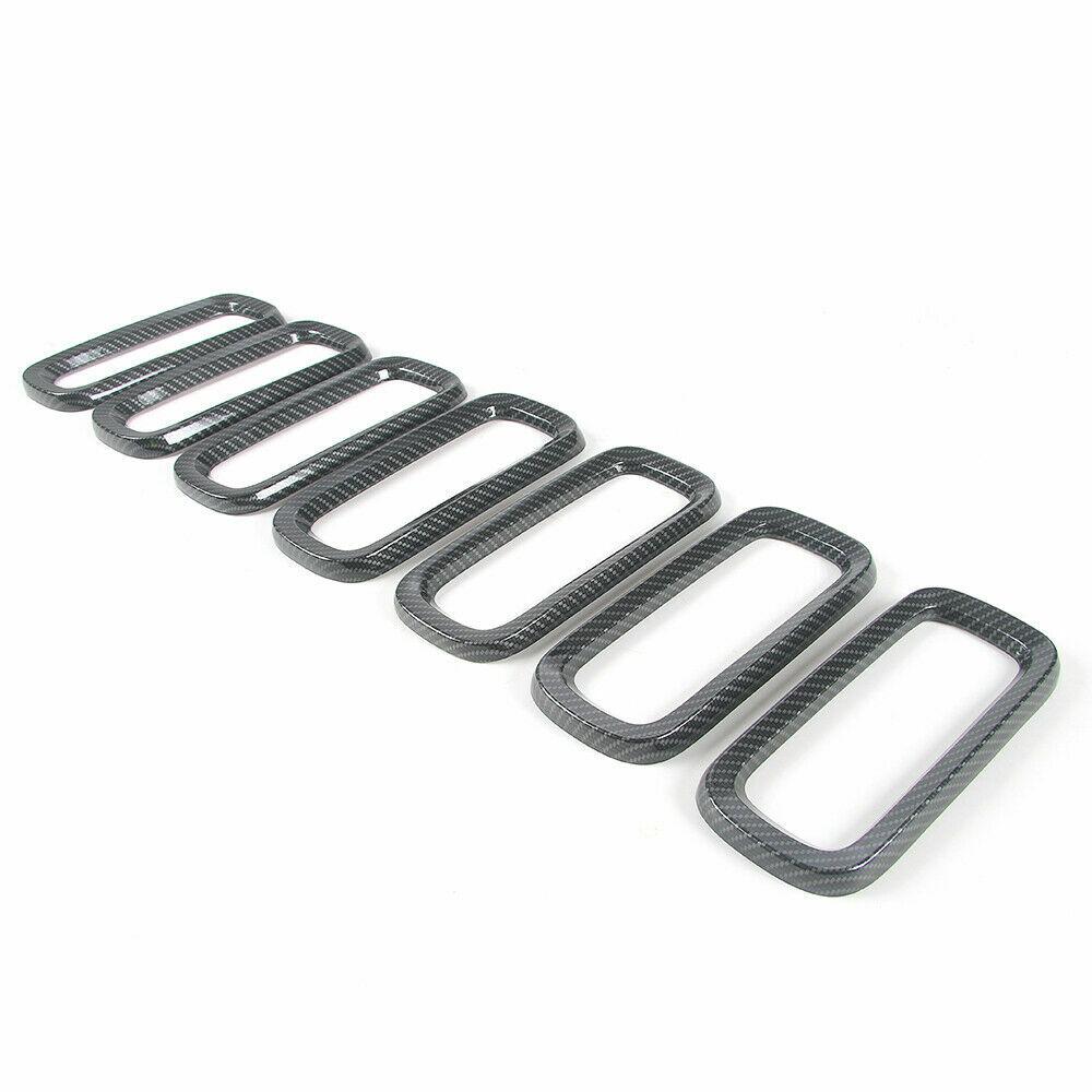 7 Set Front Grill ert Trim Grille Guard  for Jeep Renegade 16-18 Carbon Fiber